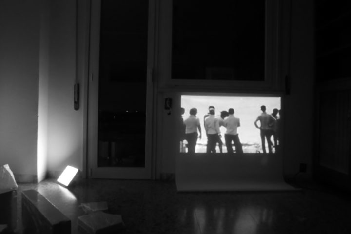 Marco G. Ferrari––Open Studio, 2018, via Gentile da Mogliano 29, Rome, Italy, view of Spirit Level, 2015-17, video installation.