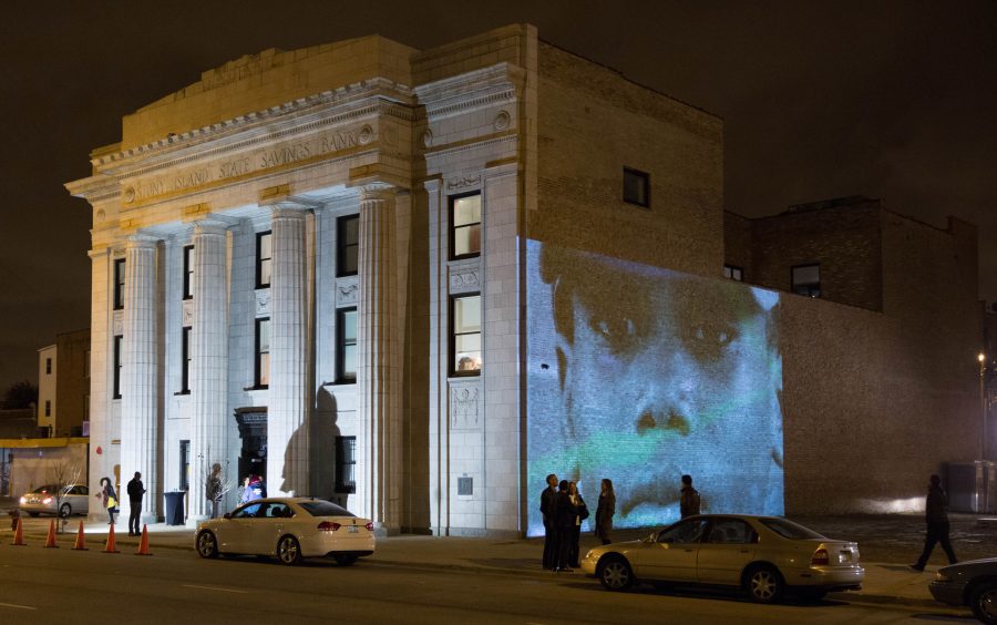 Surfaces: Grand Crossing I; Outdoor Projection on the Stony Island Arts Bank